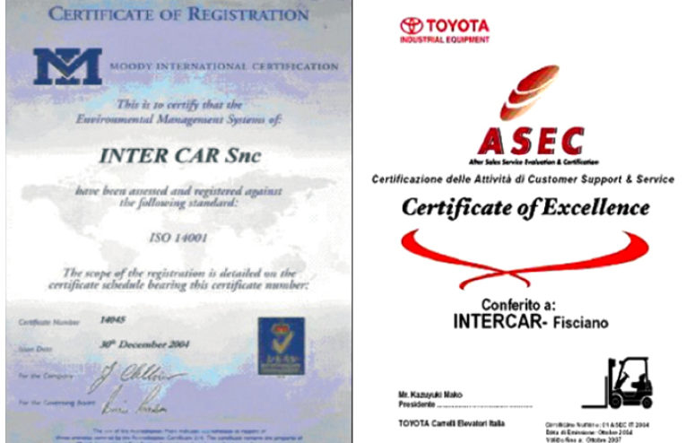 Intercar certificati